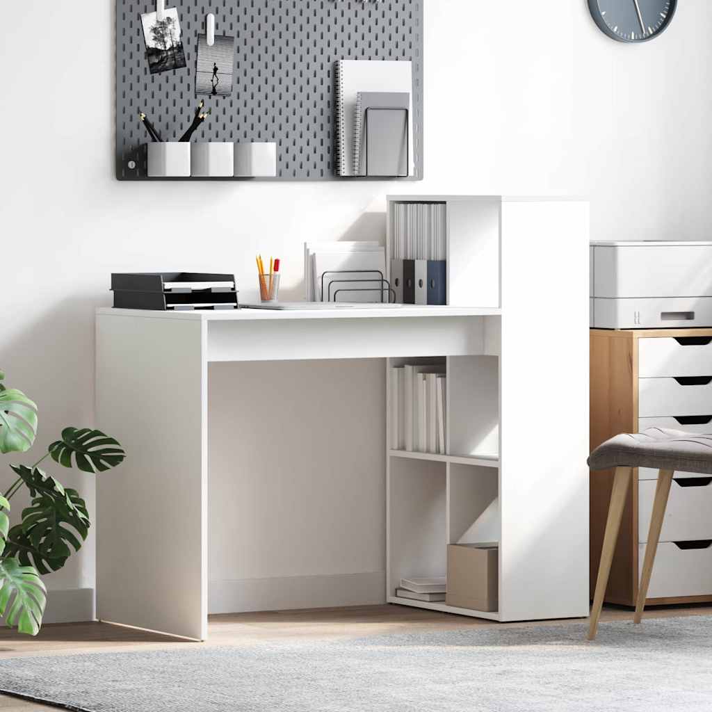 Bureau met plank Wit 108 x 55 x 103.5 cm Bewerkt hout is nu te koop bij PeponiXL, paradijselijk wonen!
