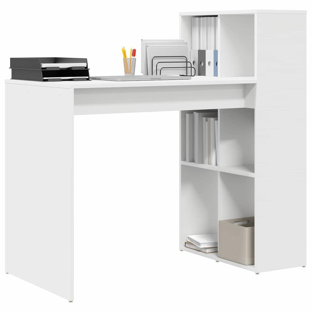 Bureau met plank Wit 108 x 55 x 103.5 cm Bewerkt hout is nu te koop bij PeponiXL, paradijselijk wonen!
