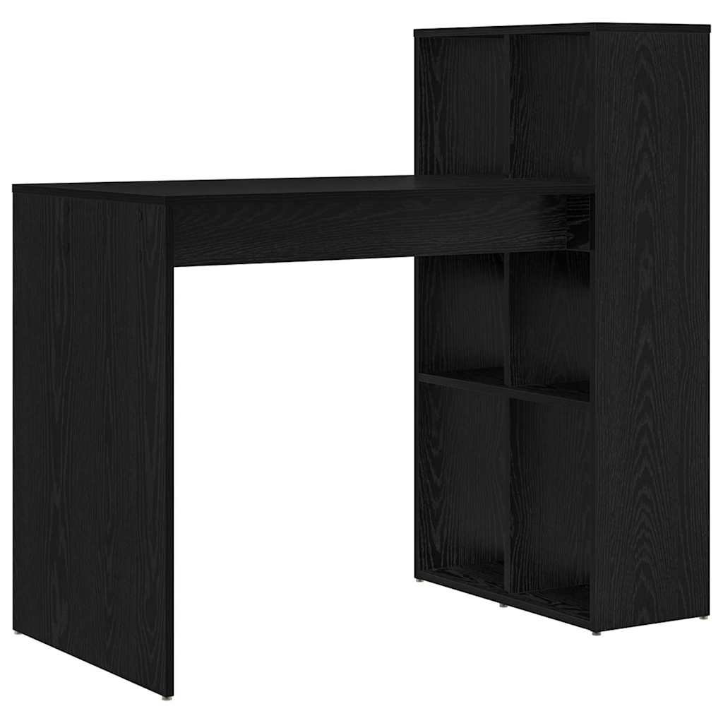 Bureau met plank Zwart Eiken 108 x 55 x 103.5 cm Bewerkt hout is nu te koop bij PeponiXL, paradijselijk wonen!