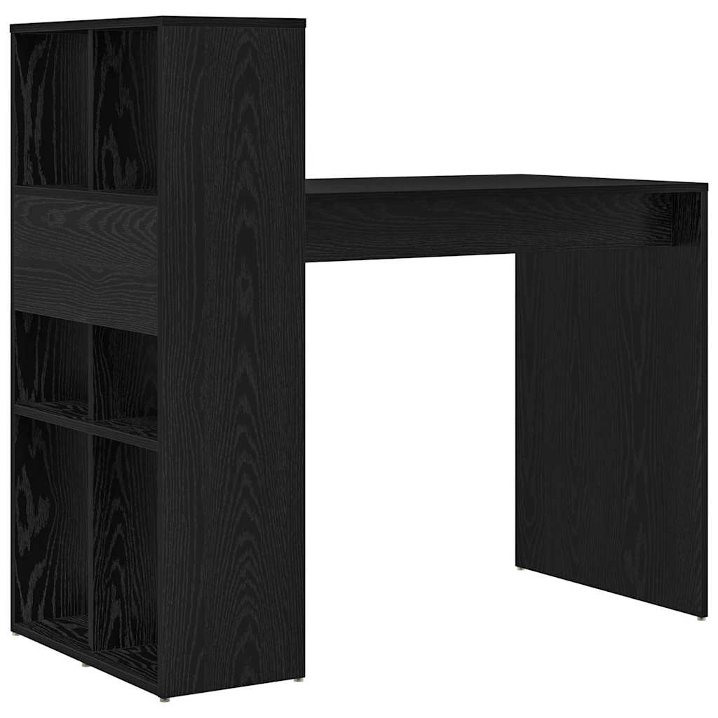 Bureau met plank Zwart Eiken 108 x 55 x 103.5 cm Bewerkt hout is nu te koop bij PeponiXL, paradijselijk wonen!
