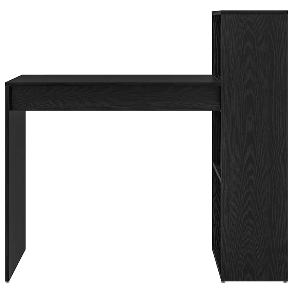 Bureau met plank Zwart Eiken 108 x 55 x 103.5 cm Bewerkt hout is nu te koop bij PeponiXL, paradijselijk wonen!