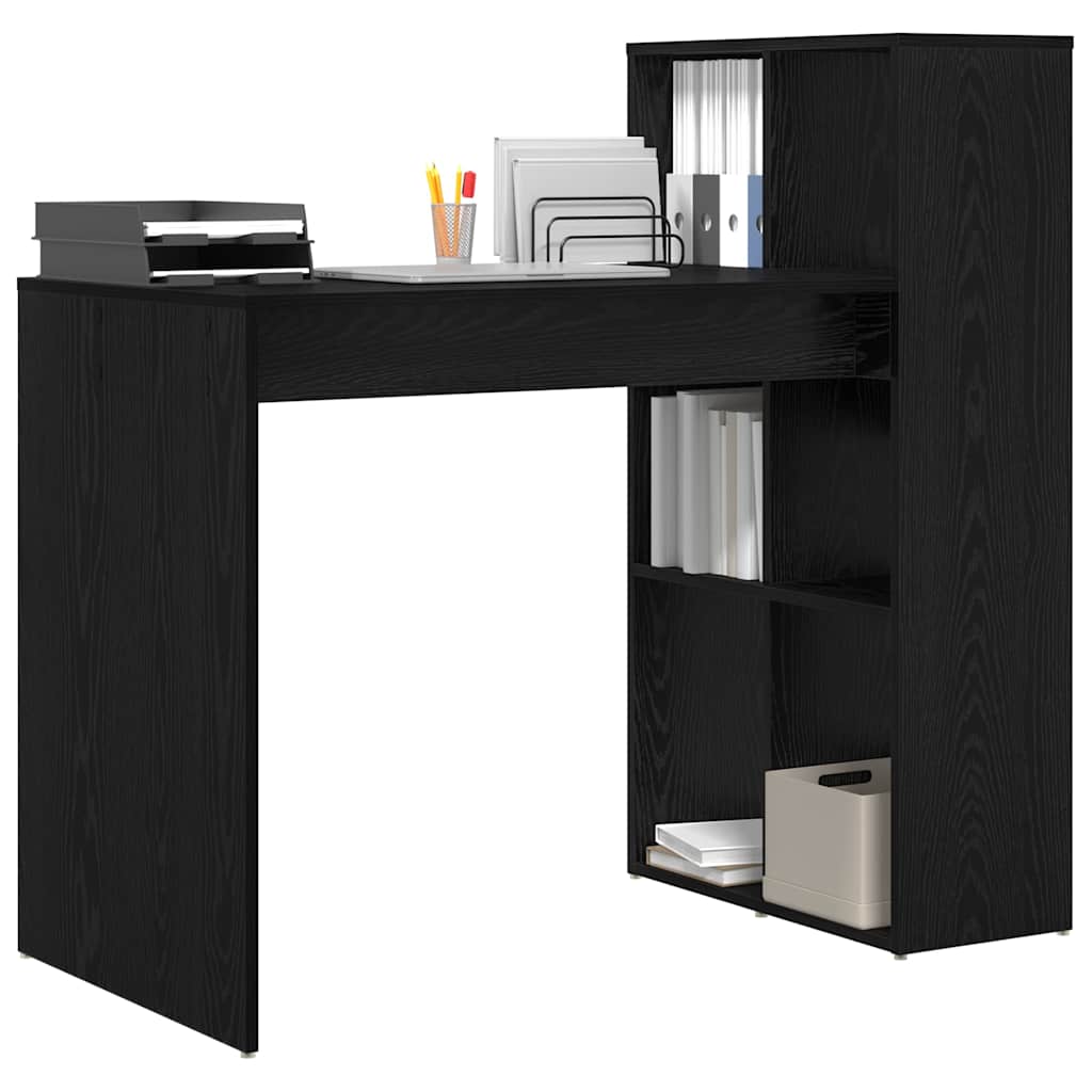 Bureau met plank Zwart Eiken 108 x 55 x 103.5 cm Bewerkt hout is nu te koop bij PeponiXL, paradijselijk wonen!