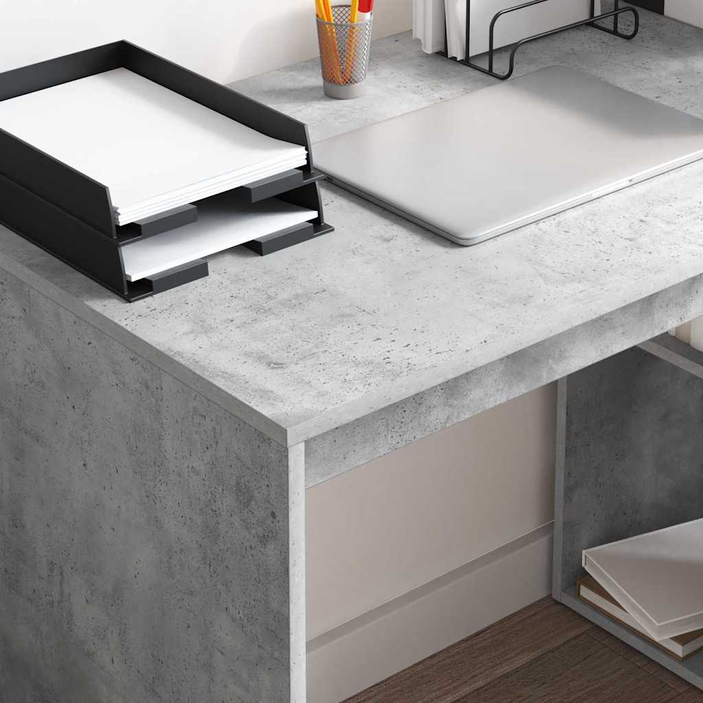 Bureau met plank Beton Grijs 108 x 55 x 103.5 cm Bewerkt hout is nu te koop bij PeponiXL, paradijselijk wonen!