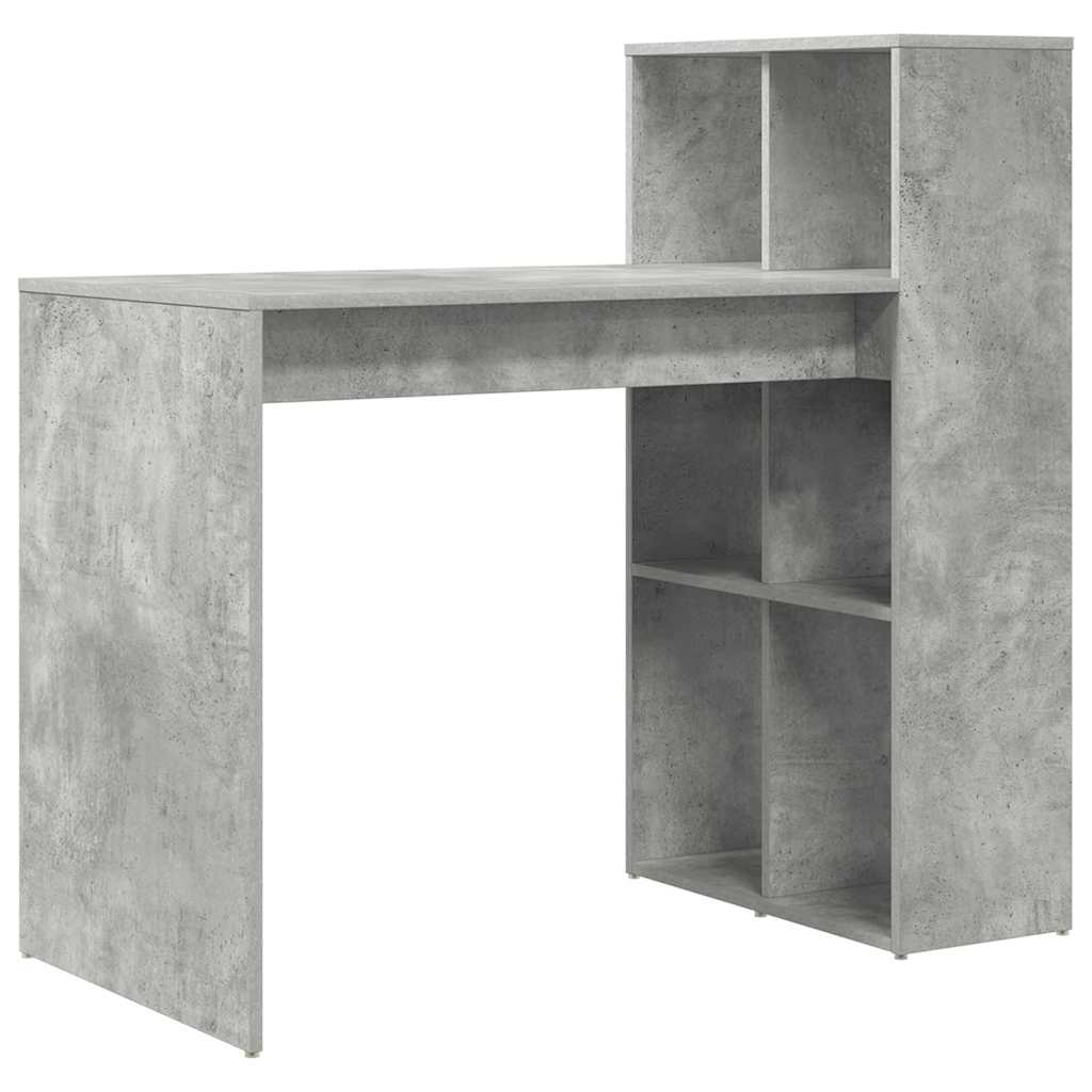 Bureau met plank Beton Grijs 108 x 55 x 103.5 cm Bewerkt hout is nu te koop bij PeponiXL, paradijselijk wonen!