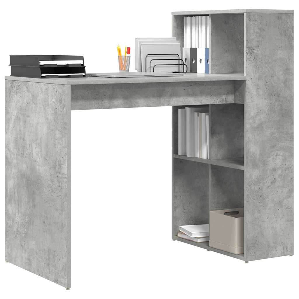 Bureau met plank Beton Grijs 108 x 55 x 103.5 cm Bewerkt hout is nu te koop bij PeponiXL, paradijselijk wonen!