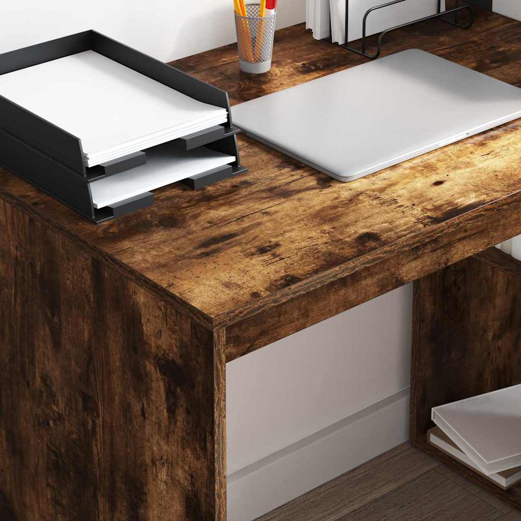 Bureau met plank Gerookt eiken 108 x 55 x 103.5 cm Bewerkt hout is nu te koop bij PeponiXL, paradijselijk wonen!