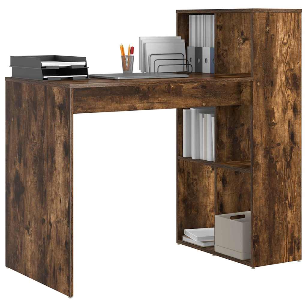 Bureau met plank Gerookt eiken 108 x 55 x 103.5 cm Bewerkt hout is nu te koop bij PeponiXL, paradijselijk wonen!