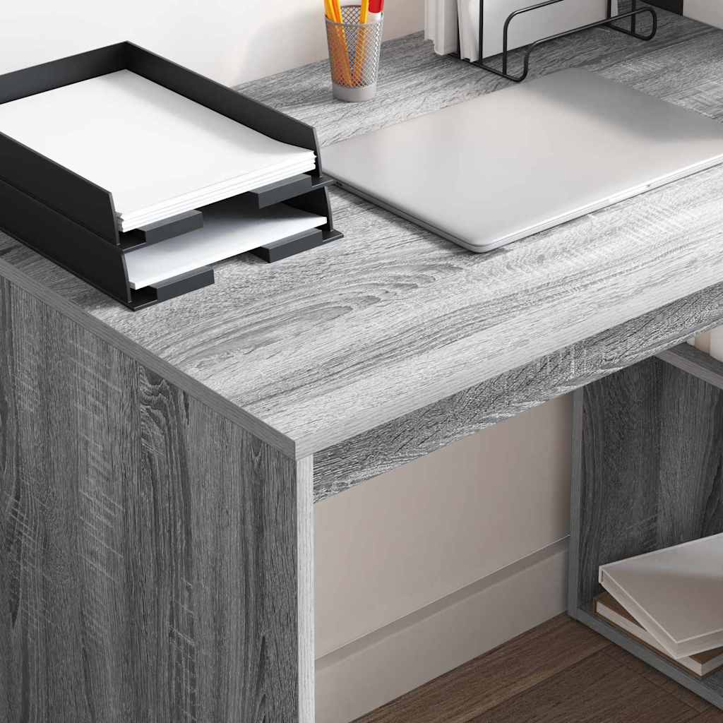 Bureau met plank Grijs Sonoma 108 x 55 x 103.5 cm Bewerkt hout is nu te koop bij PeponiXL, paradijselijk wonen!