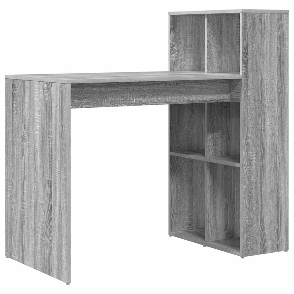 Bureau met plank Grijs Sonoma 108 x 55 x 103.5 cm Bewerkt hout is nu te koop bij PeponiXL, paradijselijk wonen!