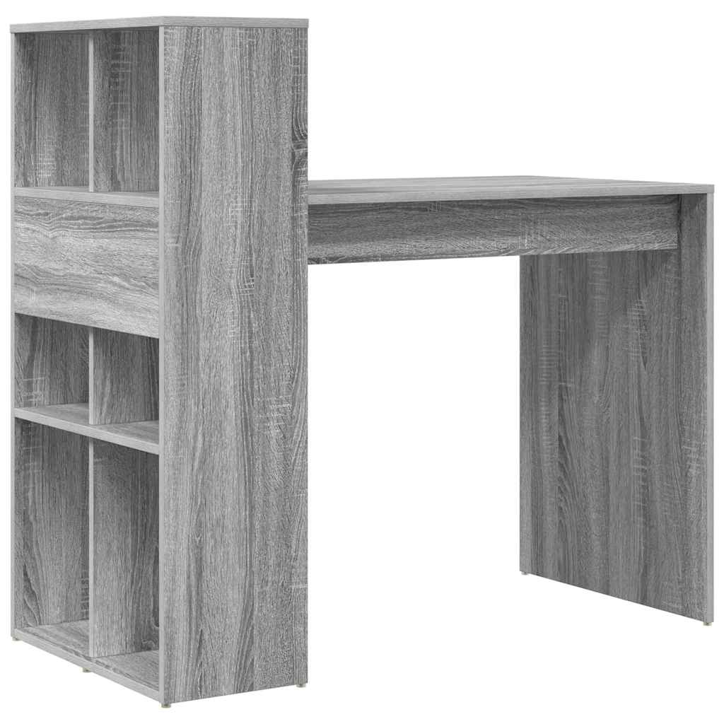 Bureau met plank Grijs Sonoma 108 x 55 x 103.5 cm Bewerkt hout is nu te koop bij PeponiXL, paradijselijk wonen!
