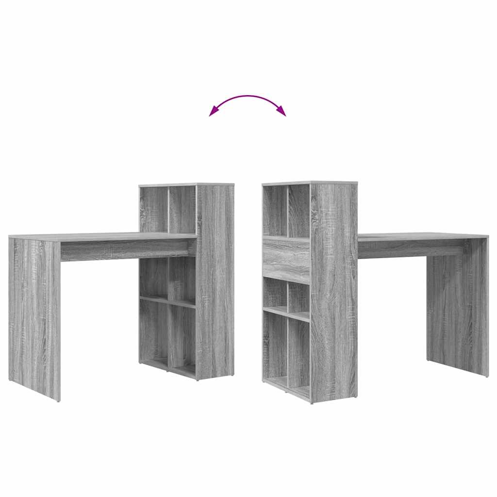 Bureau met plank Grijs Sonoma 108 x 55 x 103.5 cm Bewerkt hout is nu te koop bij PeponiXL, paradijselijk wonen!