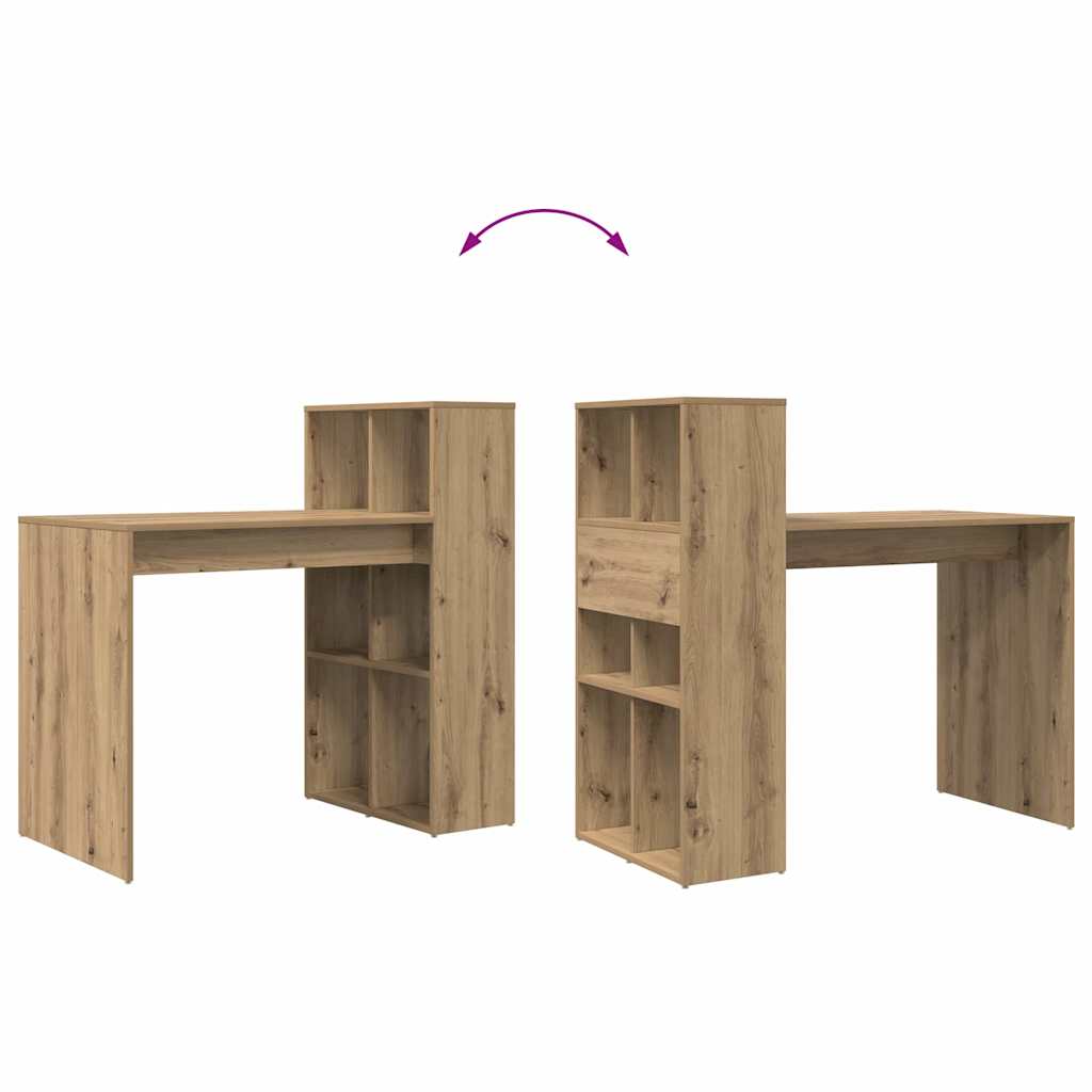 Bureau met plank Artisan Eiken 108 x 55 x 103.5 cm Bewerkt hout is nu te koop bij PeponiXL, paradijselijk wonen!