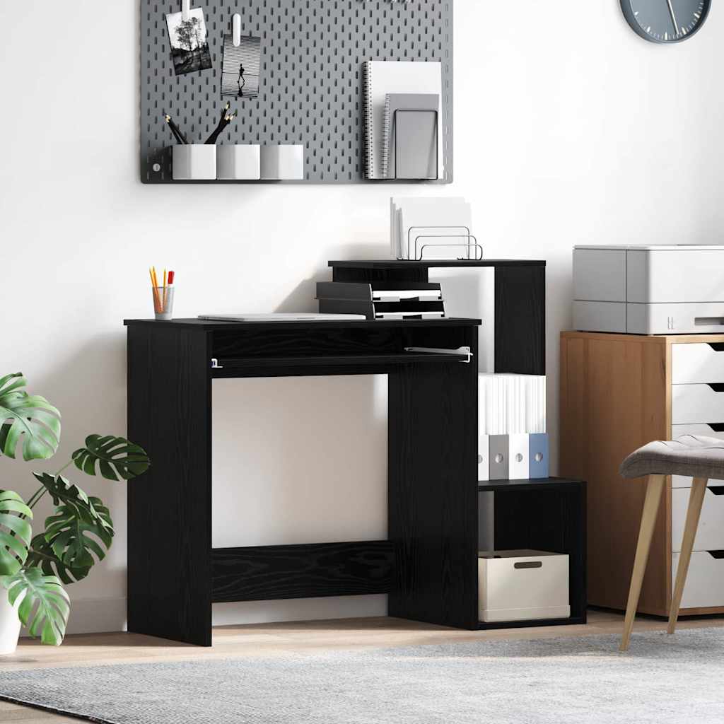 Bureau met lade Zwart Eiken 106 x 41 x 88.5 cm Bewerkt hout is nu te koop bij PeponiXL, paradijselijk wonen!