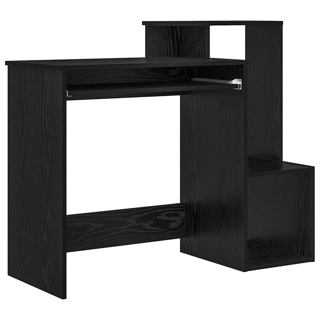 Bureau met lade Zwart Eiken 106 x 41 x 88.5 cm Bewerkt hout is nu te koop bij PeponiXL, paradijselijk wonen!