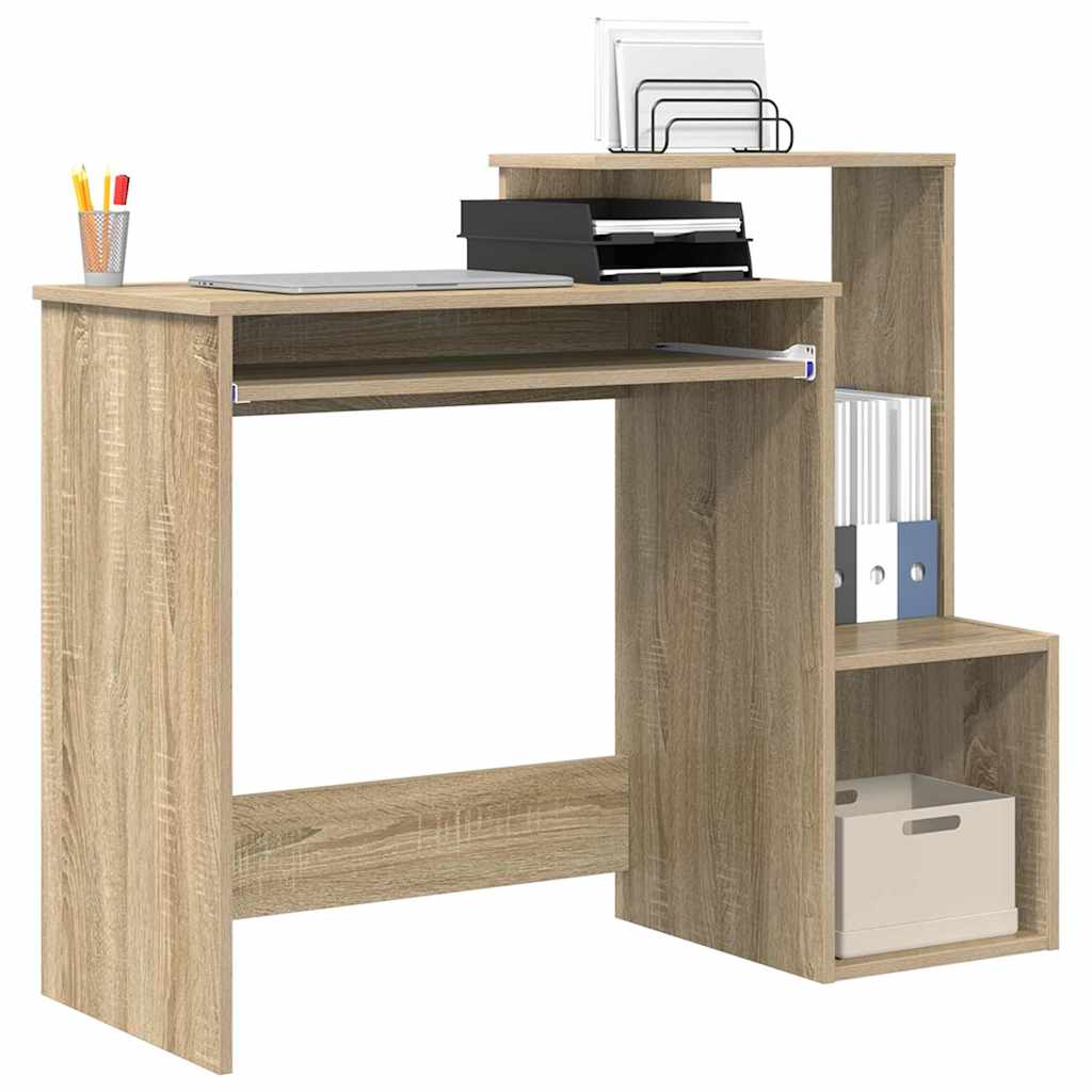 Bureau met lade Sonoma Eiken 106 x 41 x 88.5 cm Bewerkt hout is nu te koop bij PeponiXL, paradijselijk wonen!