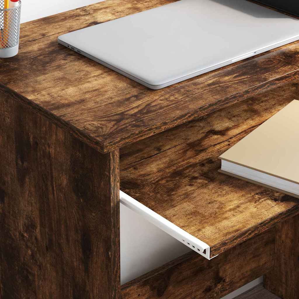 Bureau met lade Gerookt eiken 106 x 41 x 88.5 cm Bewerkt hout is nu te koop bij PeponiXL, paradijselijk wonen!