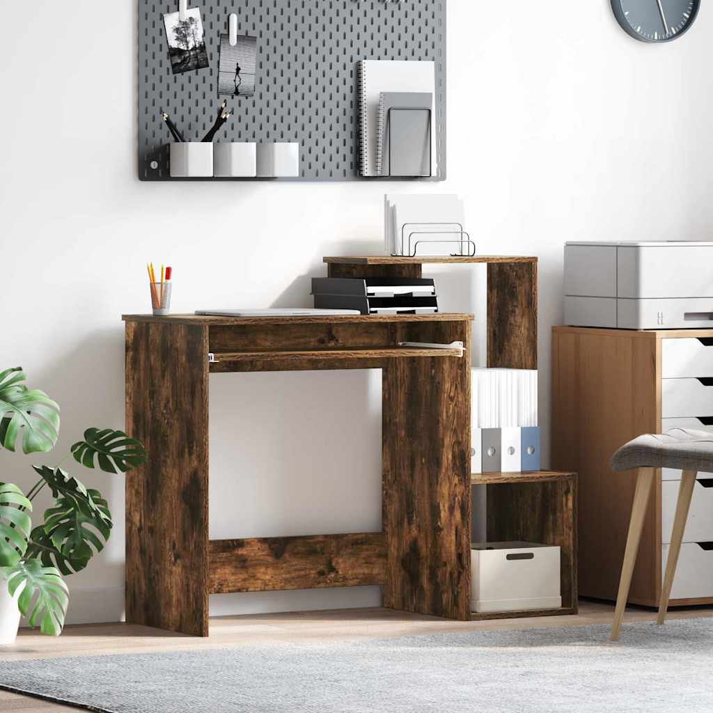 Bureau met lade Gerookt eiken 106 x 41 x 88.5 cm Bewerkt hout is nu te koop bij PeponiXL, paradijselijk wonen!