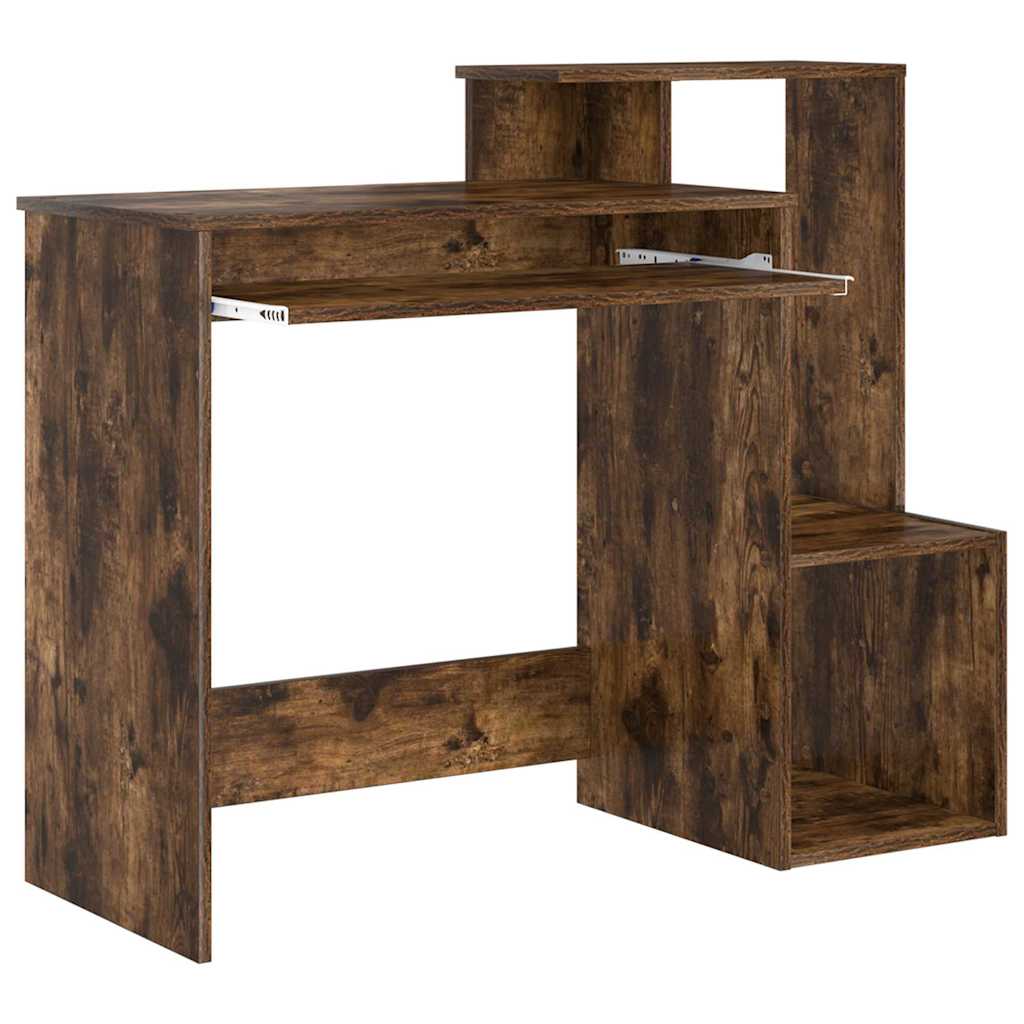 Bureau met lade Gerookt eiken 106 x 41 x 88.5 cm Bewerkt hout is nu te koop bij PeponiXL, paradijselijk wonen!