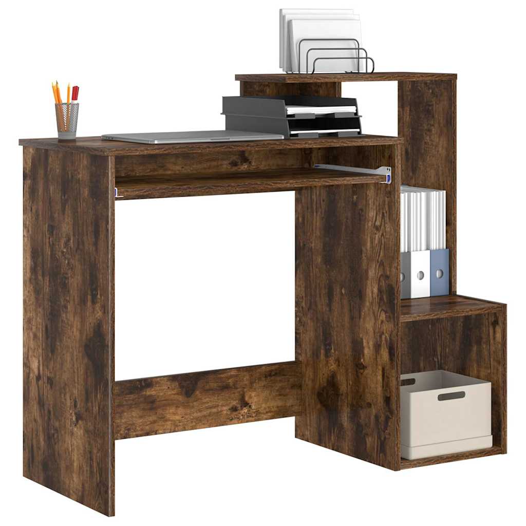 Bureau met lade Gerookt eiken 106 x 41 x 88.5 cm Bewerkt hout is nu te koop bij PeponiXL, paradijselijk wonen!
