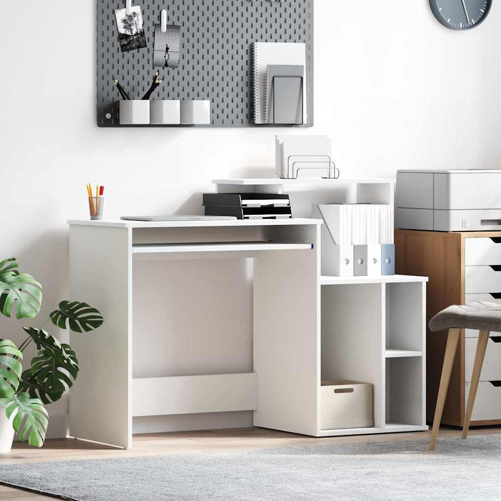 Bureau met lade met plank Wit 120,5 x 44 x 88,5 cm Bewerkt hout is nu te koop bij PeponiXL, paradijselijk wonen!
