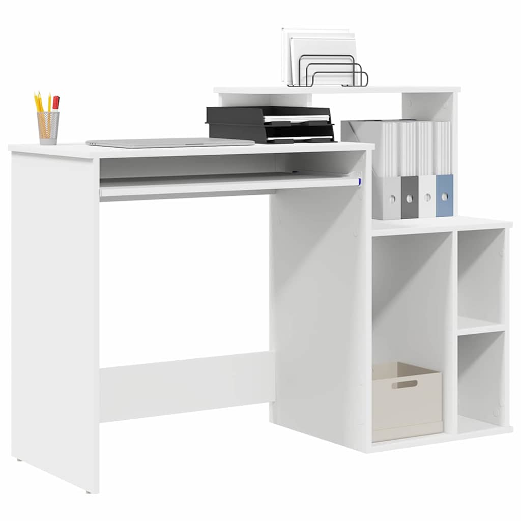 Bureau met lade met plank Wit 120,5 x 44 x 88,5 cm Bewerkt hout is nu te koop bij PeponiXL, paradijselijk wonen!