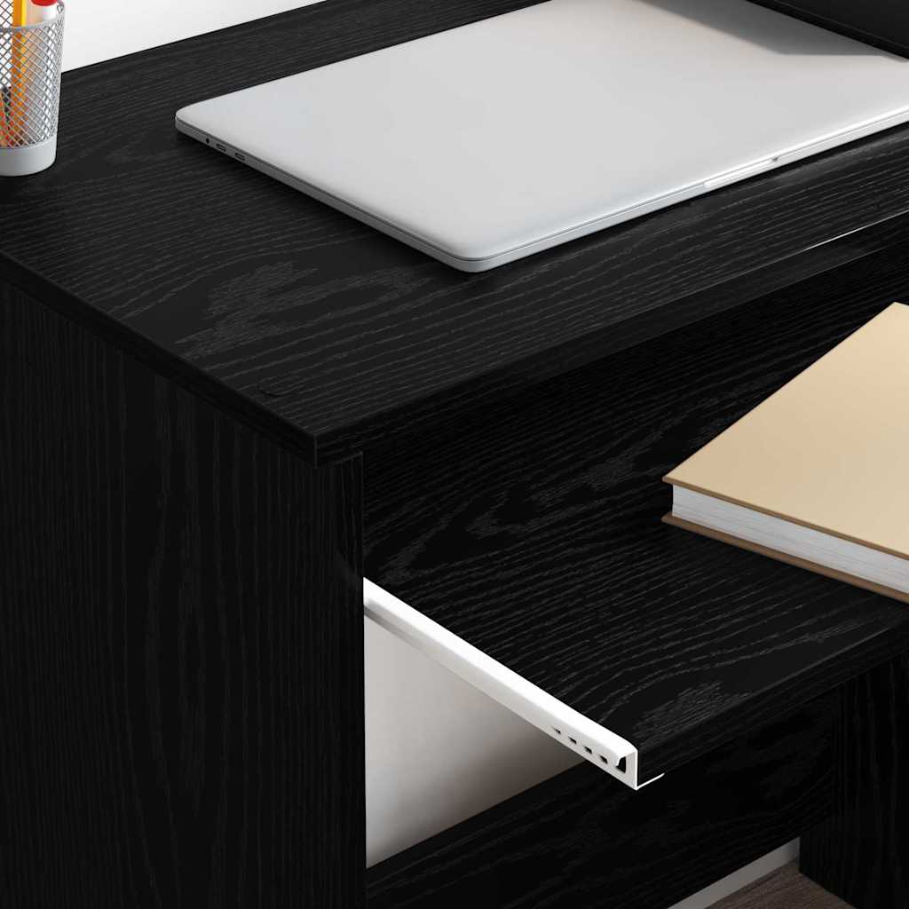 Bureau met lade Zwart Eiken 120,5 x 44 x 88,5 cm Bewerkt hout is nu te koop bij PeponiXL, paradijselijk wonen!