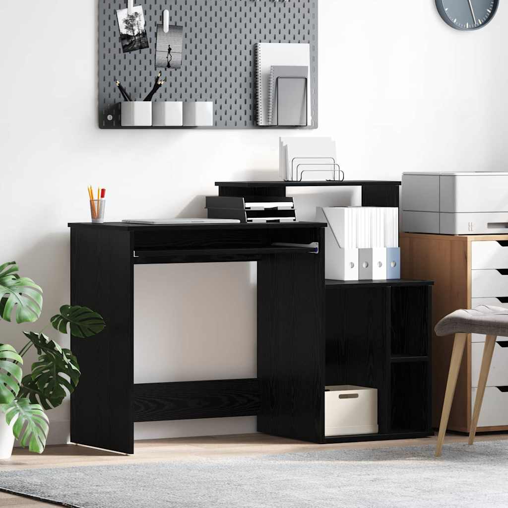 Bureau met lade Zwart Eiken 120,5 x 44 x 88,5 cm Bewerkt hout is nu te koop bij PeponiXL, paradijselijk wonen!
