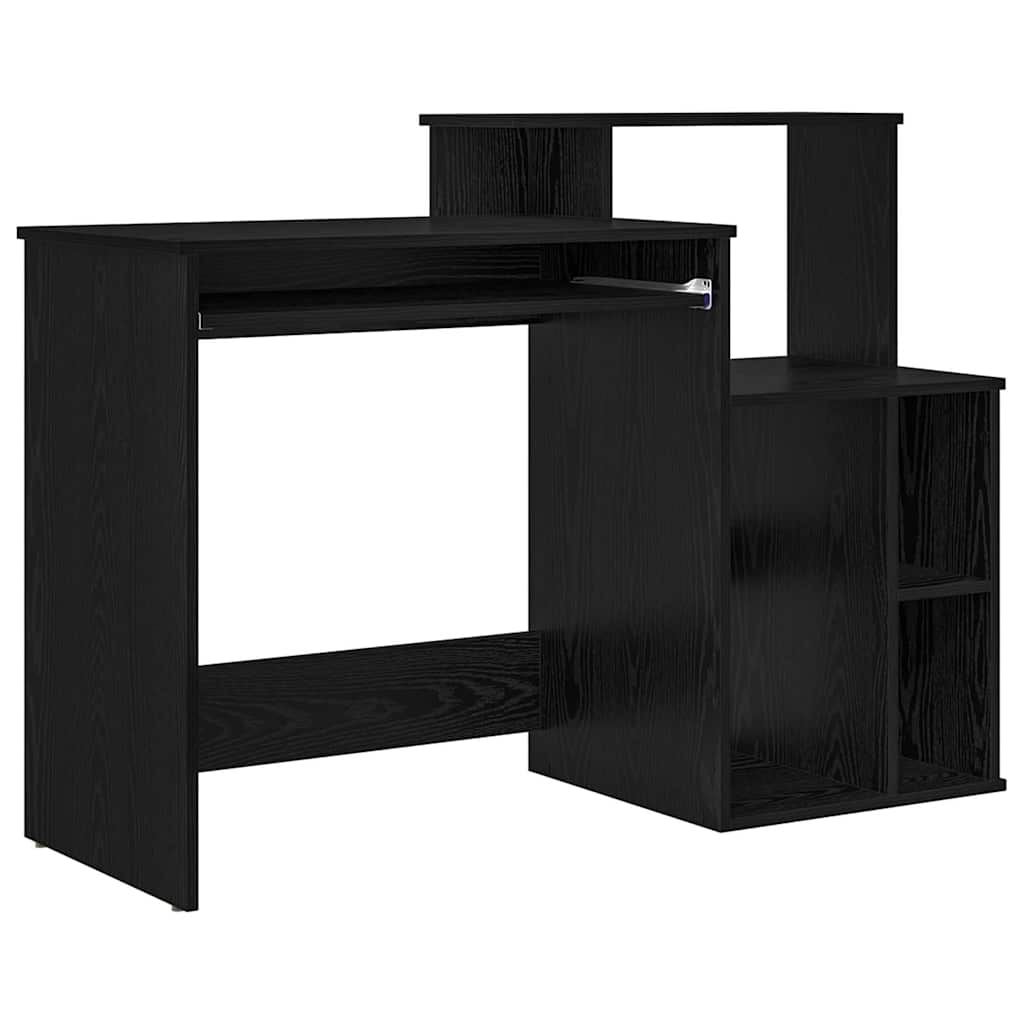 Bureau met lade Zwart Eiken 120,5 x 44 x 88,5 cm Bewerkt hout is nu te koop bij PeponiXL, paradijselijk wonen!