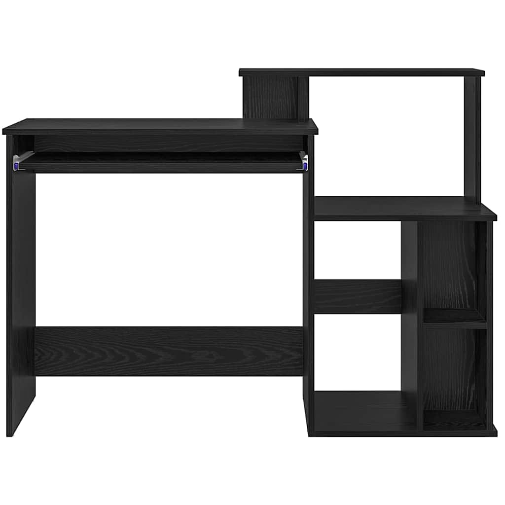 Bureau met lade Zwart Eiken 120,5 x 44 x 88,5 cm Bewerkt hout is nu te koop bij PeponiXL, paradijselijk wonen!