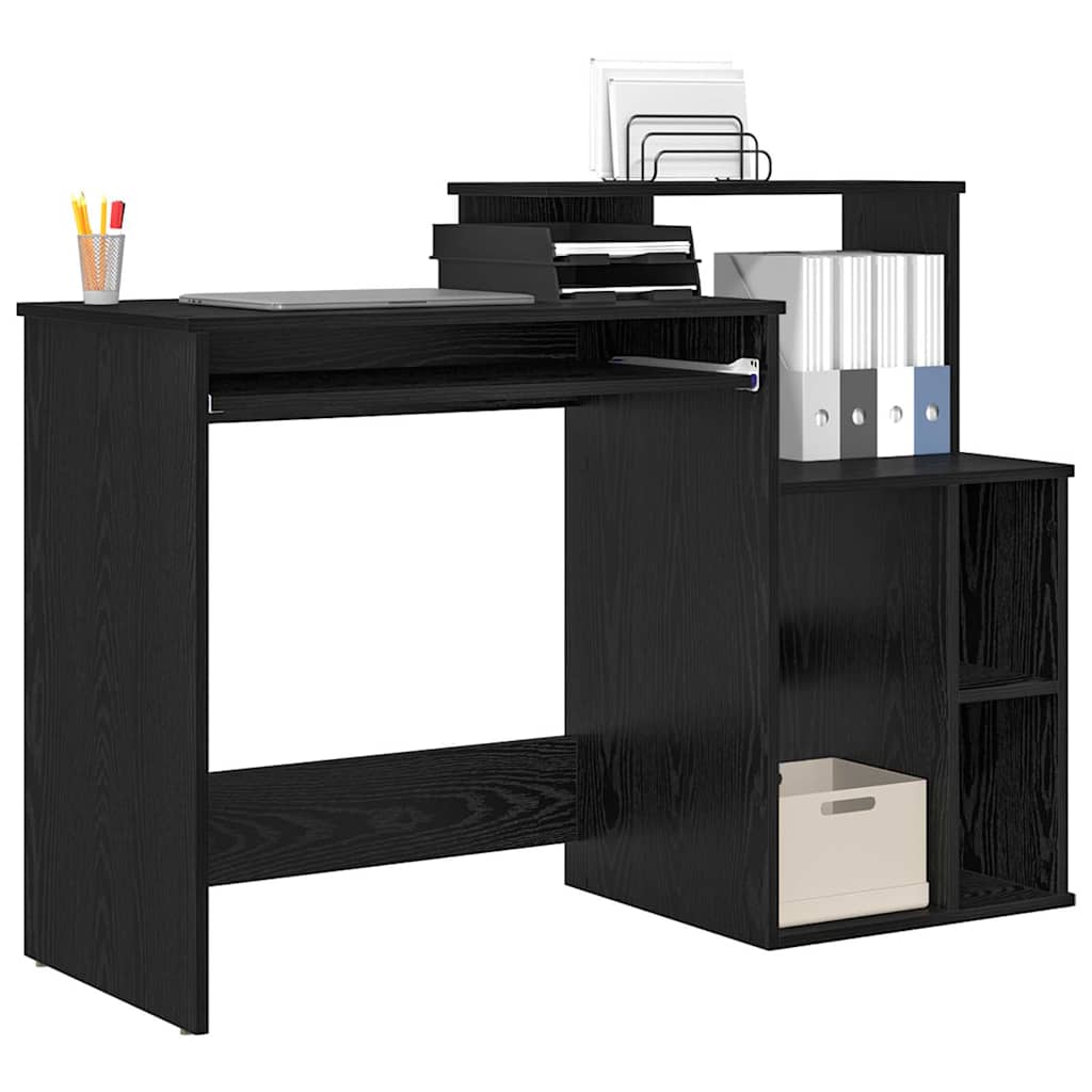 Bureau met lade Zwart Eiken 120,5 x 44 x 88,5 cm Bewerkt hout is nu te koop bij PeponiXL, paradijselijk wonen!