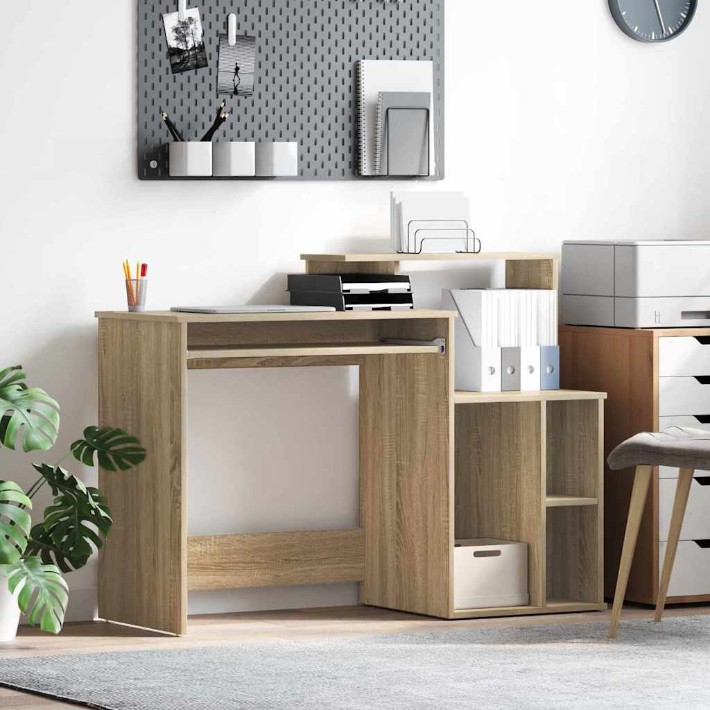 Bureau met lade Sonoma Eiken 120,5 x 44 x 88,5 cm Bewerkt hout is nu te koop bij PeponiXL, paradijselijk wonen!
