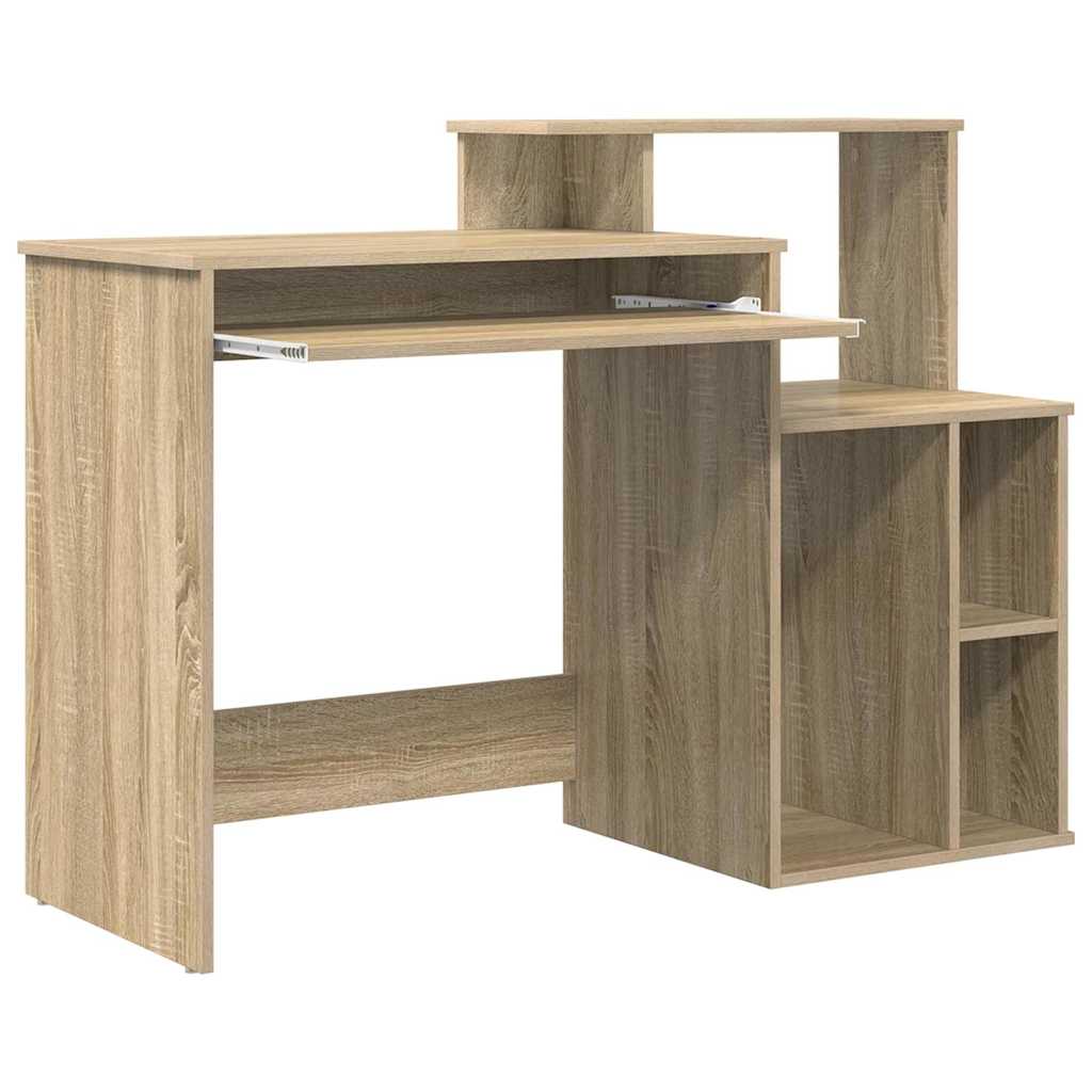 Bureau met lade Sonoma Eiken 120,5 x 44 x 88,5 cm Bewerkt hout is nu te koop bij PeponiXL, paradijselijk wonen!