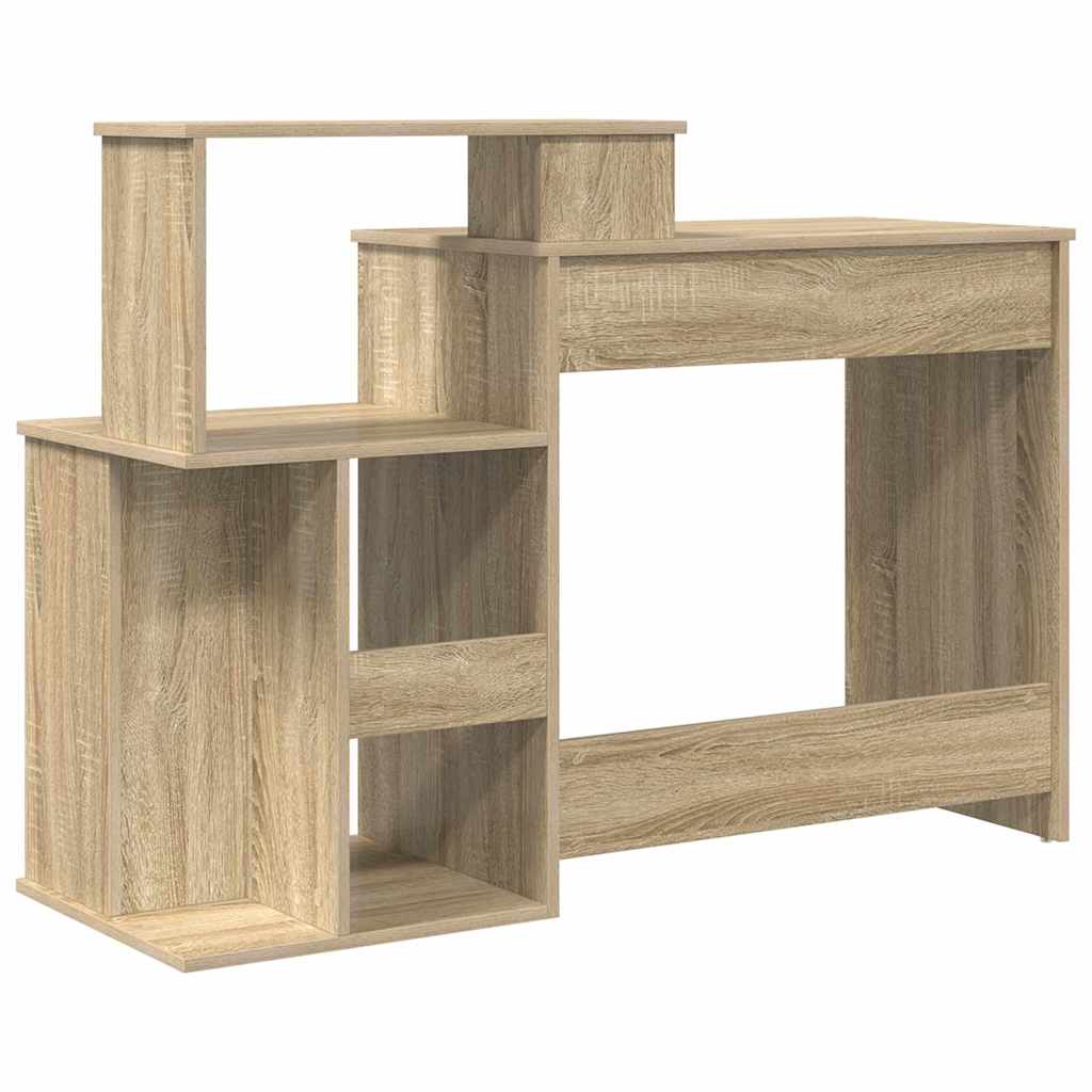 Bureau met lade Sonoma Eiken 120,5 x 44 x 88,5 cm Bewerkt hout is nu te koop bij PeponiXL, paradijselijk wonen!