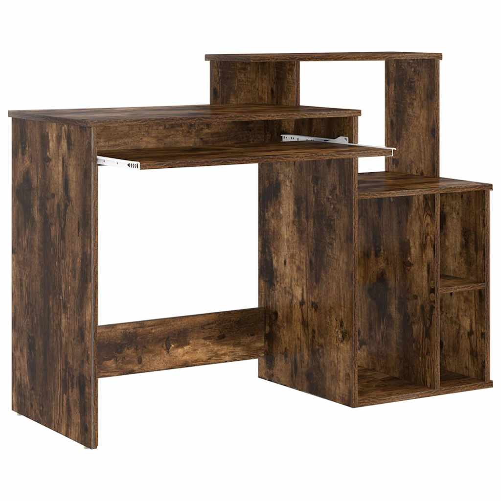 Bureau met lade Gerookt eiken 120,5 x 44 x 88,5 cm Bewerkt hout is nu te koop bij PeponiXL, paradijselijk wonen!