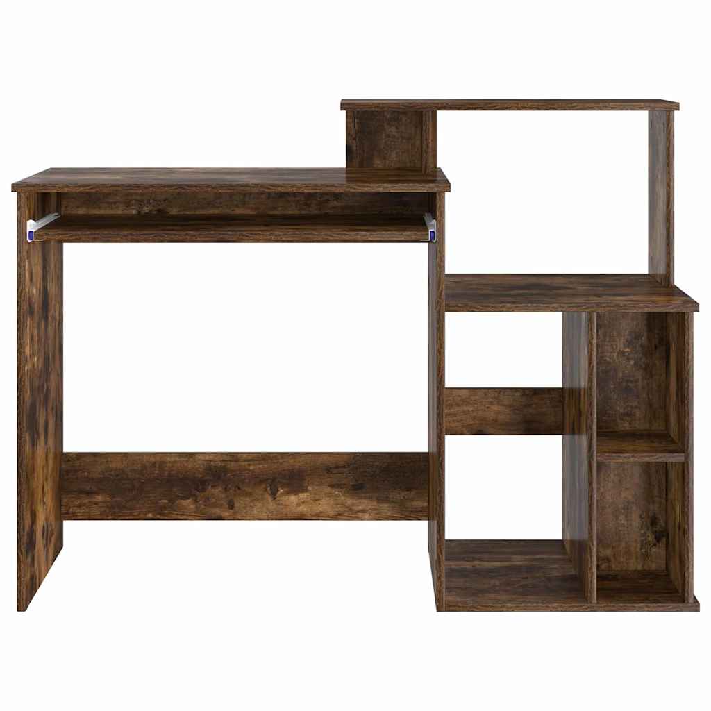 Bureau met lade Gerookt eiken 120,5 x 44 x 88,5 cm Bewerkt hout is nu te koop bij PeponiXL, paradijselijk wonen!