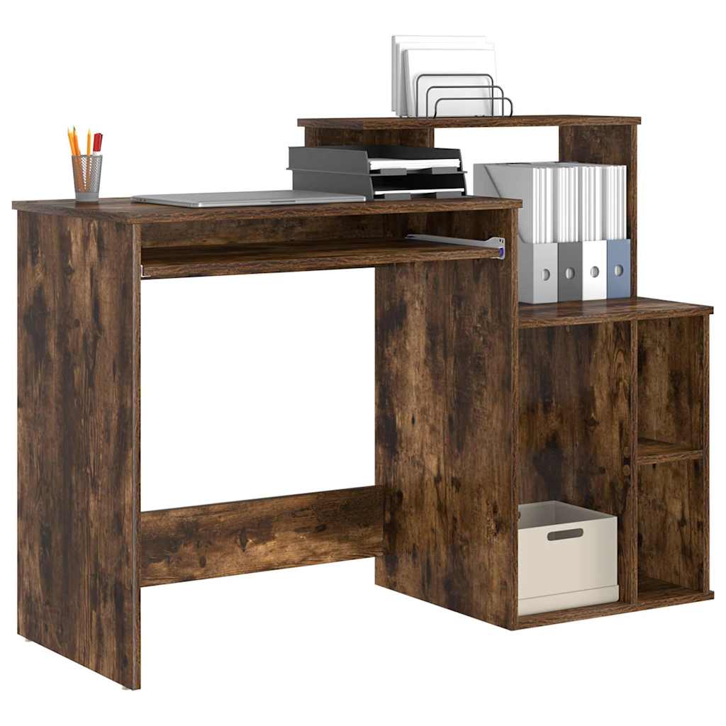 Bureau met lade Gerookt eiken 120,5 x 44 x 88,5 cm Bewerkt hout is nu te koop bij PeponiXL, paradijselijk wonen!