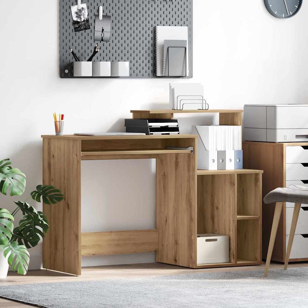 Bureau met lade Artisan Eiken 120,5 x 44 x 88,5 cm Bewerkt hout is nu te koop bij PeponiXL, paradijselijk wonen!