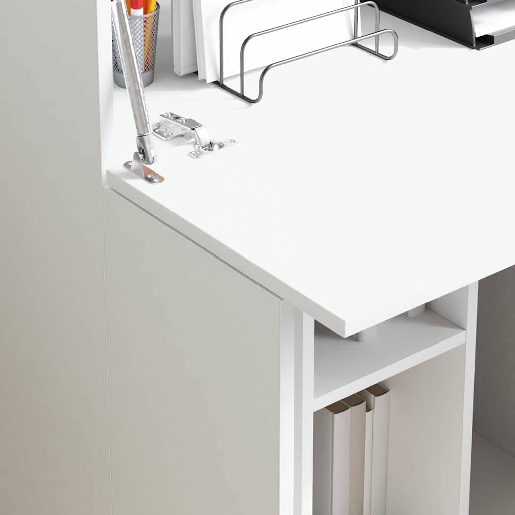 Bureau met plank Wit 71,5 x 31,5 x 106,5 cm Bewerkt hout is nu te koop bij PeponiXL, paradijselijk wonen!