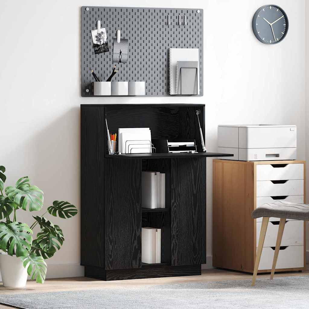 Bureau Zwart Eiken 71,5 x 31,5 x 106,5 cm Bewerkt hout is nu te koop bij PeponiXL, paradijselijk wonen!