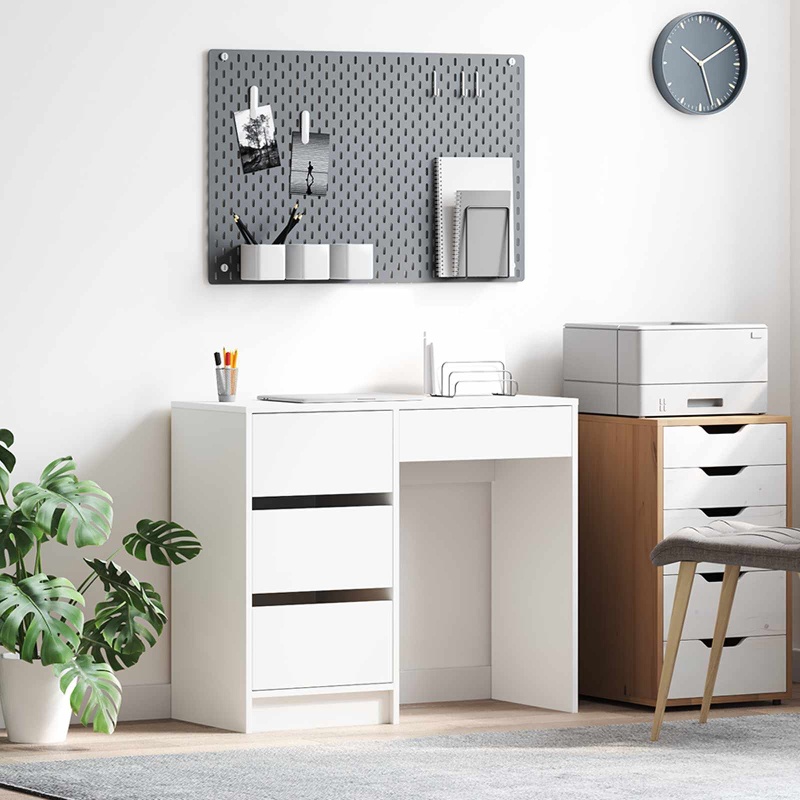 Bureau met lade met opslag Wit 90 x 37,5 x 75 cm Bewerkt hout is nu te koop bij PeponiXL, paradijselijk wonen!