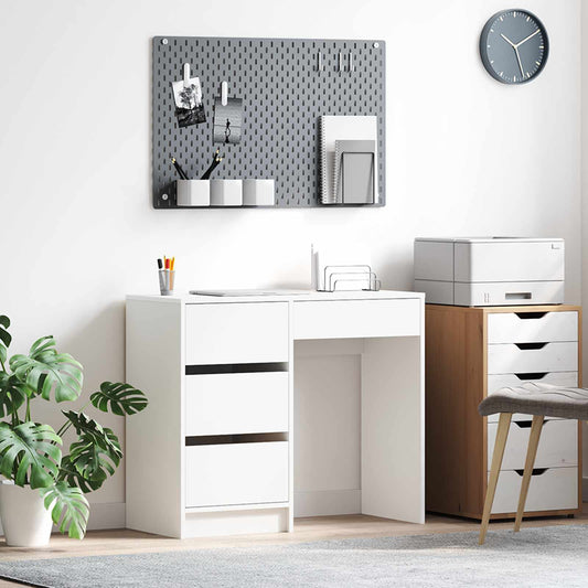 Bureau met lade met opslag Wit 90 x 37,5 x 75 cm Bewerkt hout is nu te koop bij PeponiXL, paradijselijk wonen!