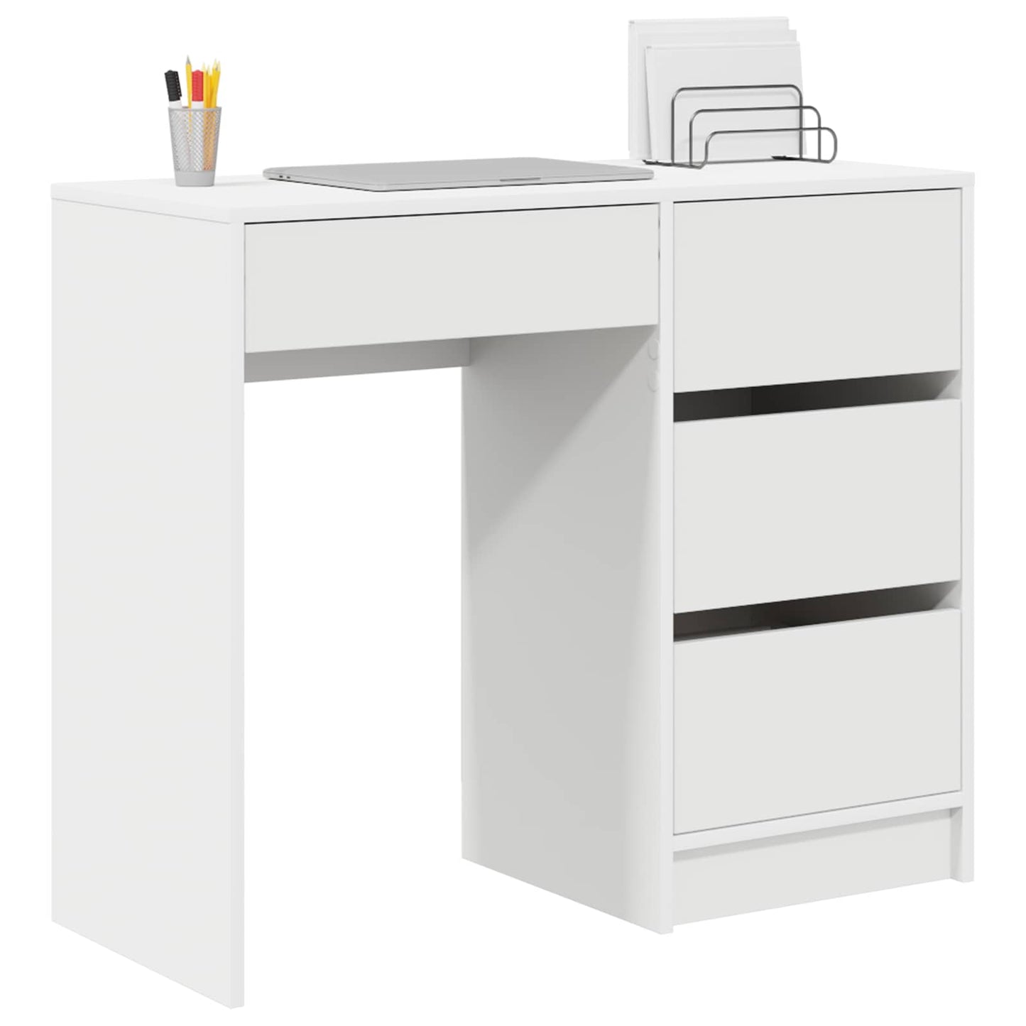 Bureau met lade met opslag Wit 90 x 37,5 x 75 cm Bewerkt hout is nu te koop bij PeponiXL, paradijselijk wonen!