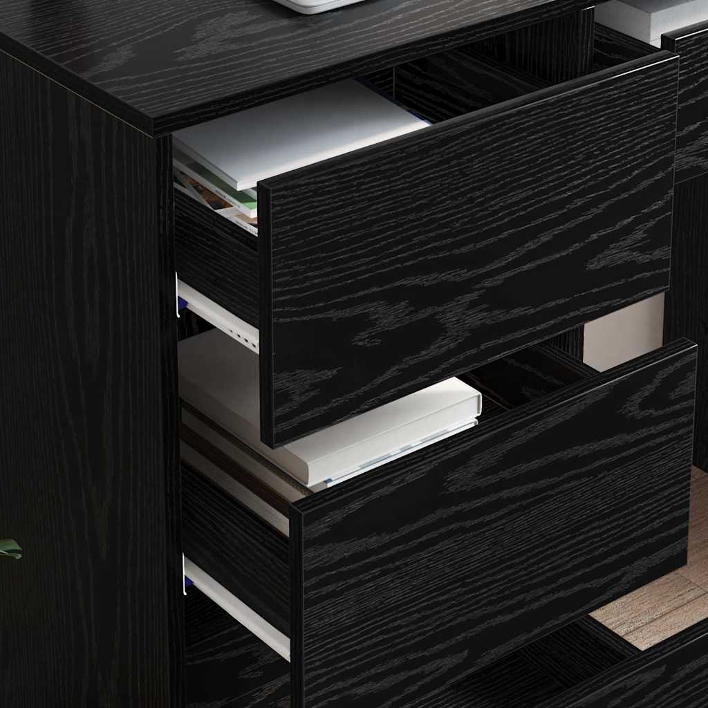 Bureau met lade Zwart Eiken 90 x 37,5 x 75 cm Bewerkt hout is nu te koop bij PeponiXL, paradijselijk wonen!
