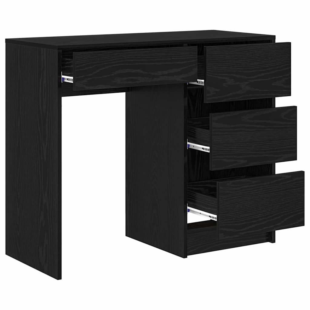 Bureau met lade Zwart Eiken 90 x 37,5 x 75 cm Bewerkt hout is nu te koop bij PeponiXL, paradijselijk wonen!