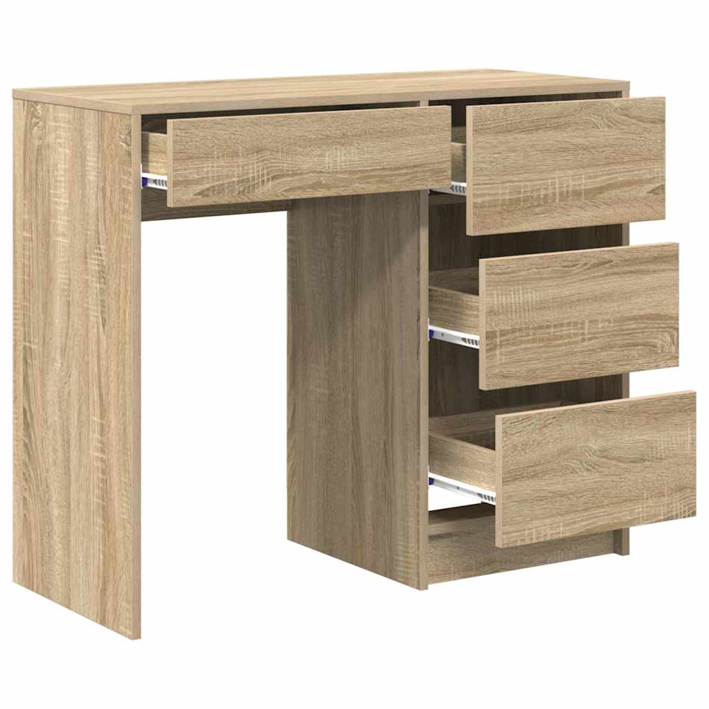 Bureau met lade Sonoma Eiken 90 x 37,5 x 75 cm Bewerkt hout is nu te koop bij PeponiXL, paradijselijk wonen!