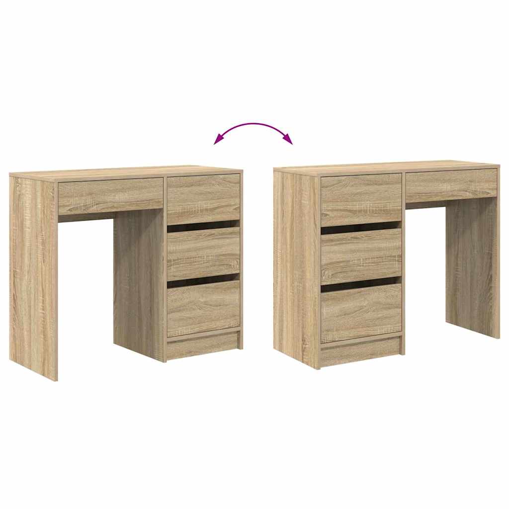 Bureau met lade Sonoma Eiken 90 x 37,5 x 75 cm Bewerkt hout is nu te koop bij PeponiXL, paradijselijk wonen!