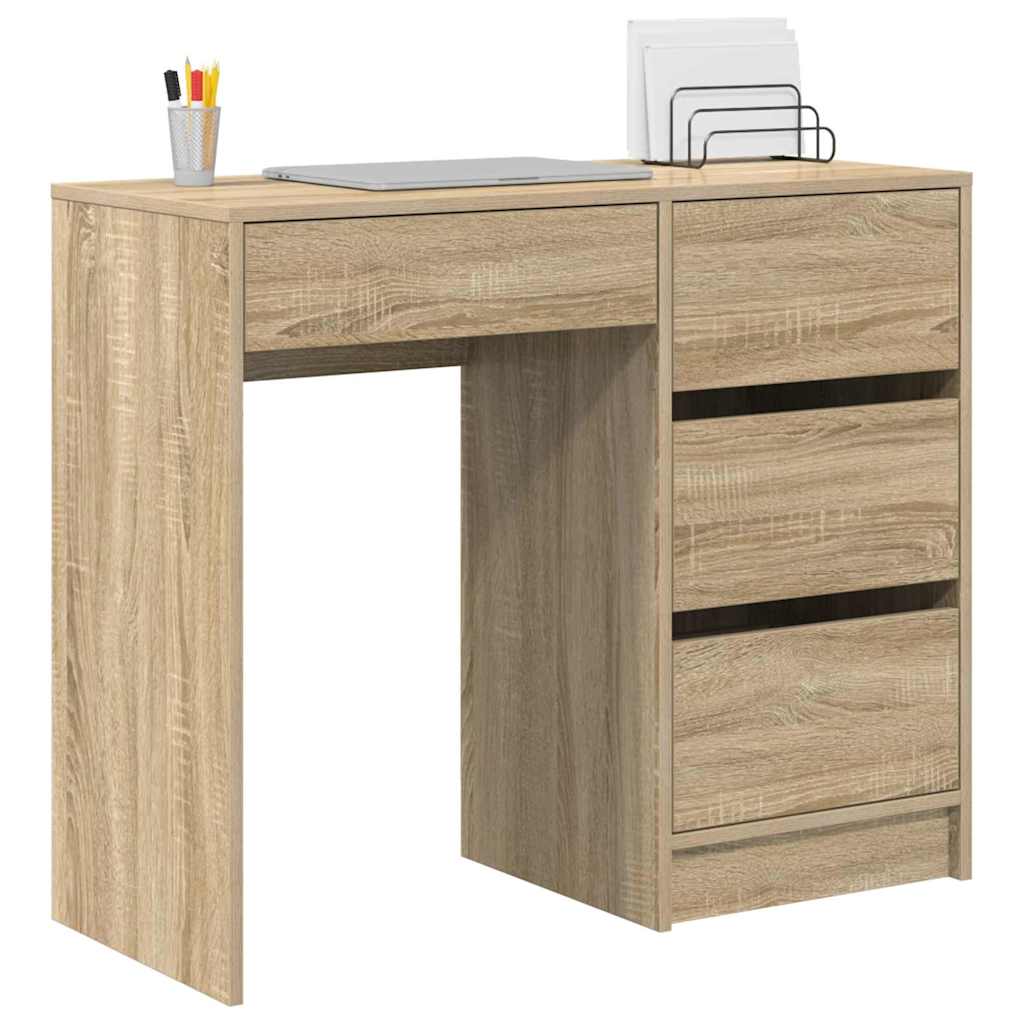 Bureau met lade Sonoma Eiken 90 x 37,5 x 75 cm Bewerkt hout is nu te koop bij PeponiXL, paradijselijk wonen!