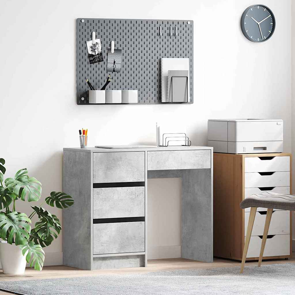 Bureau met lade Beton Grijs 90 x 37,5 x 75 cm Bewerkt hout is nu te koop bij PeponiXL, paradijselijk wonen!