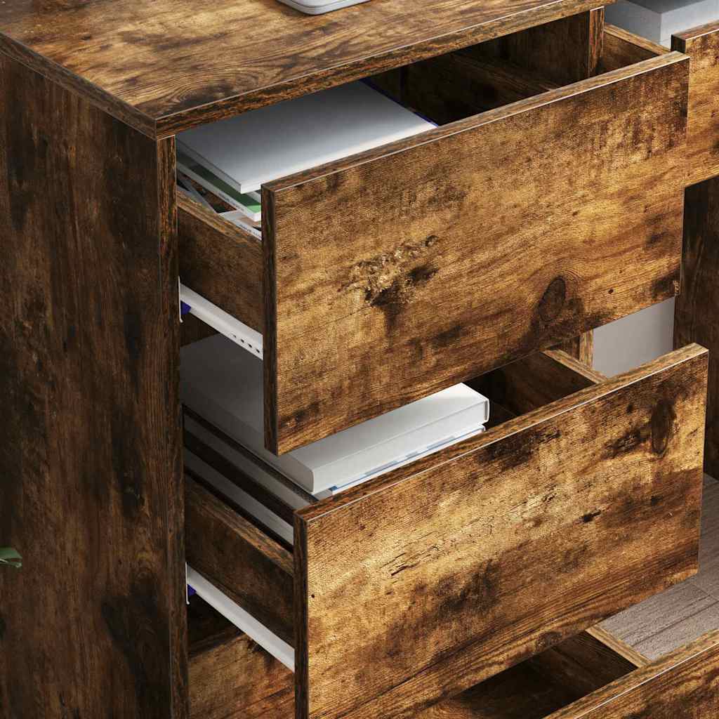 Bureau met lade Gerookt eiken 90 x 37,5 x 75 cm Bewerkt hout is nu te koop bij PeponiXL, paradijselijk wonen!