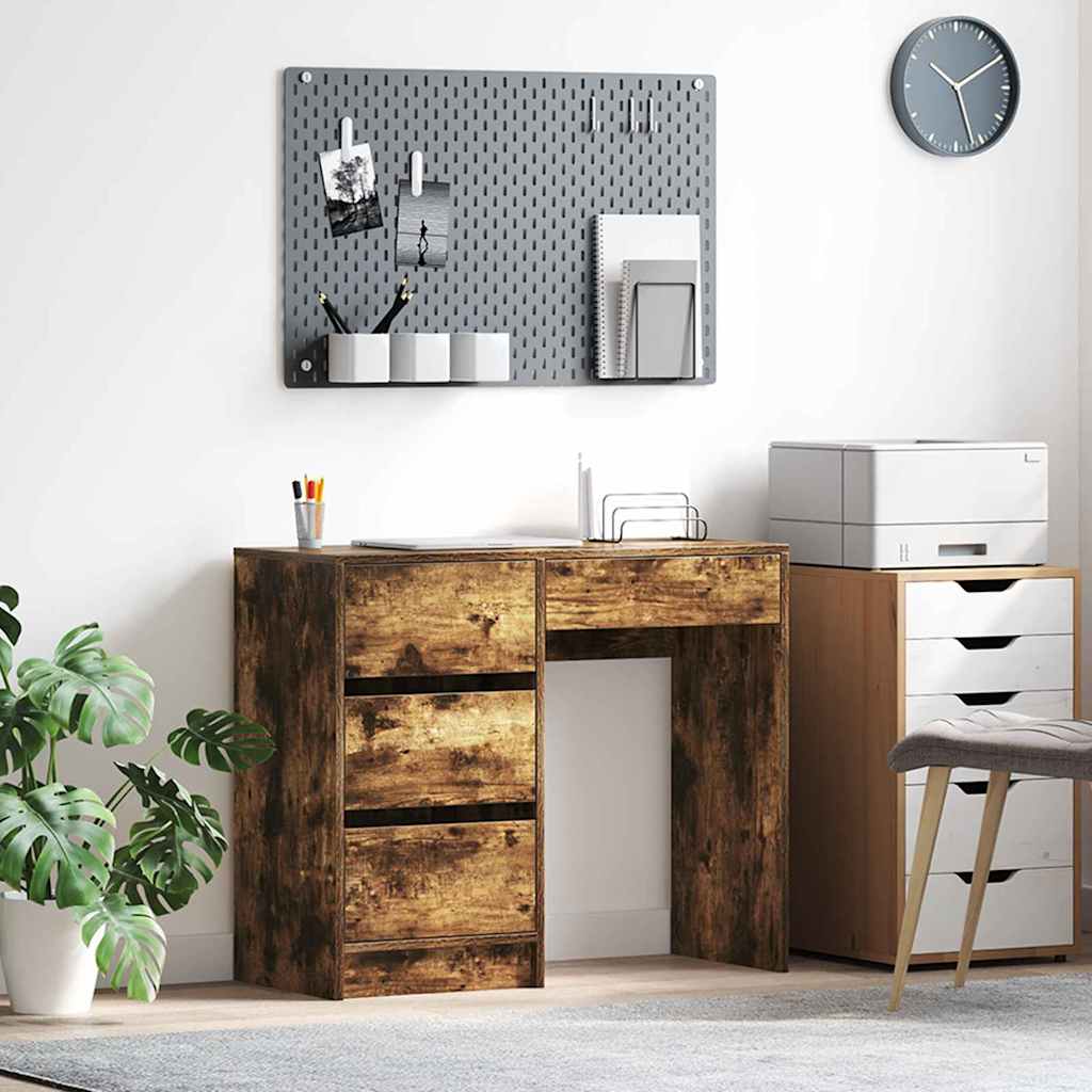 Bureau met lade Gerookt eiken 90 x 37,5 x 75 cm Bewerkt hout is nu te koop bij PeponiXL, paradijselijk wonen!